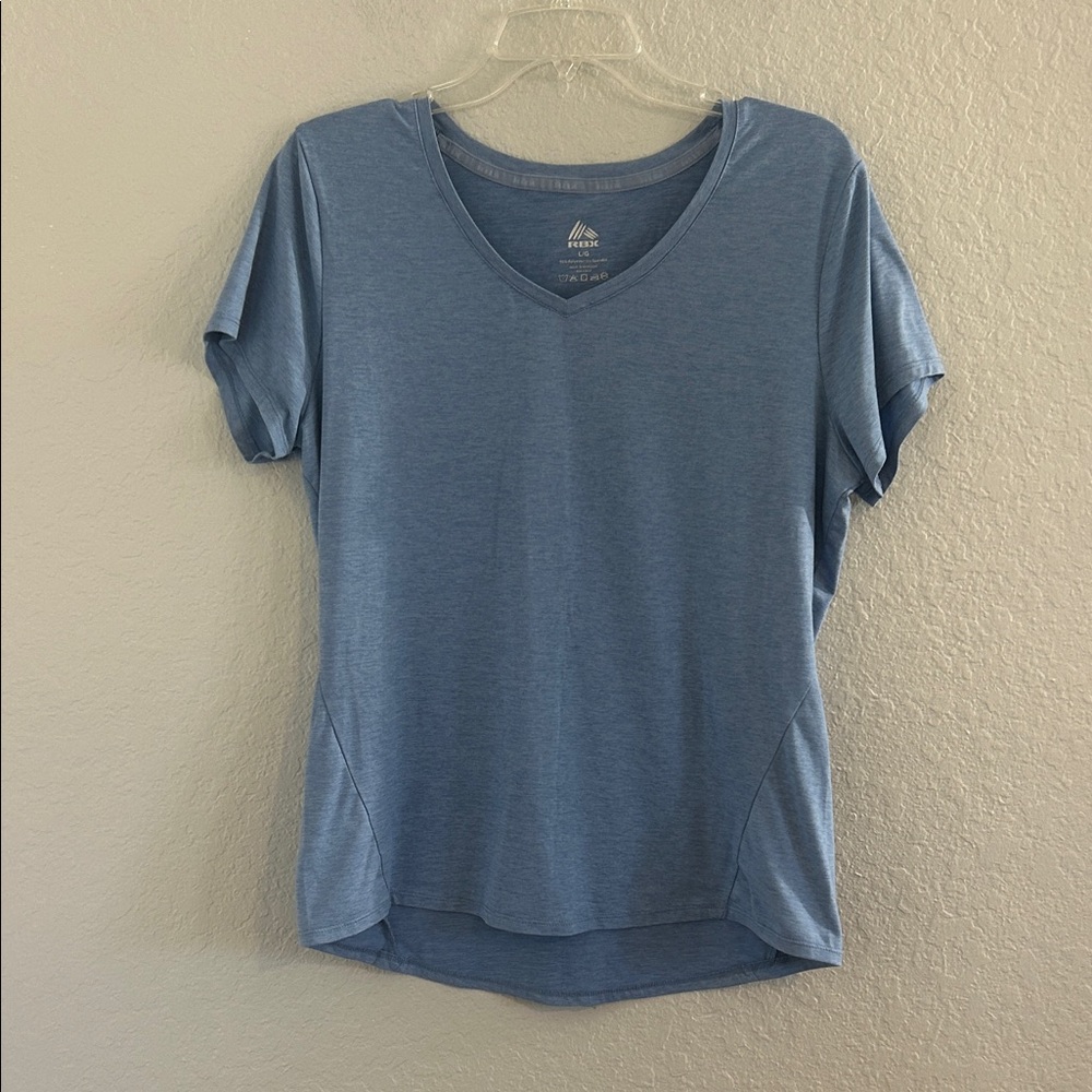 Women's Blue Athletic V-Neck Top